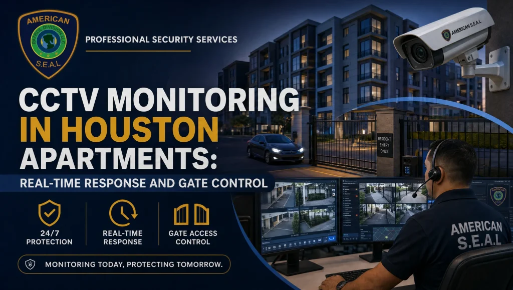 CCTV Monitoring Houston for Apartments: Real-Time Response 6 CCTV monitoring Houston apartments with live dispatch coordinating real-time response and gate access control